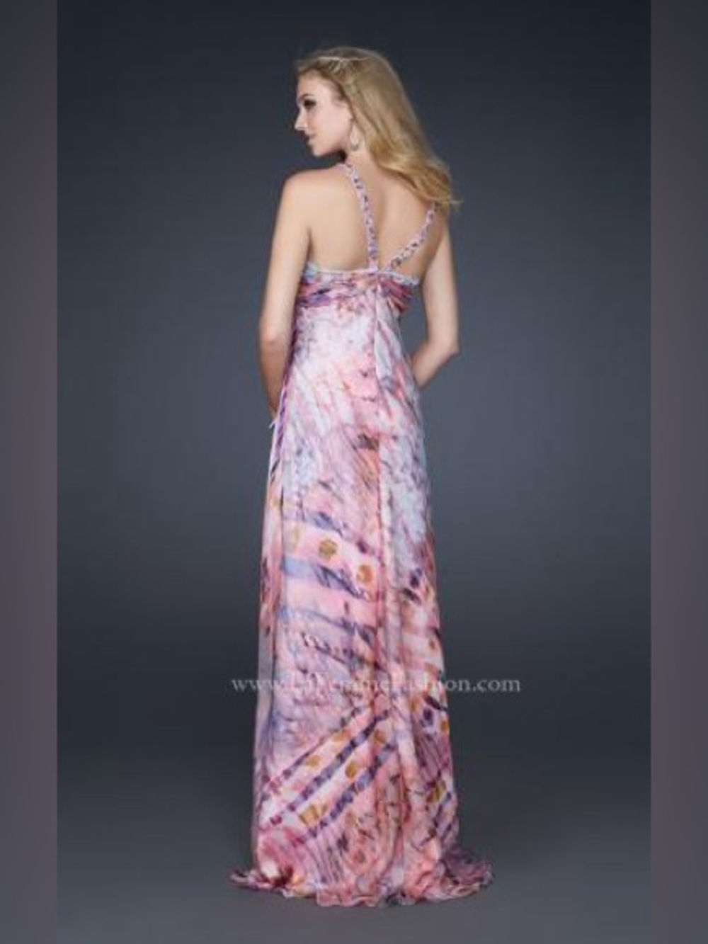 La Femme Y2K fairy pink beaded prom dress Size 2 Fairycore Prom Flowy Maxi dress